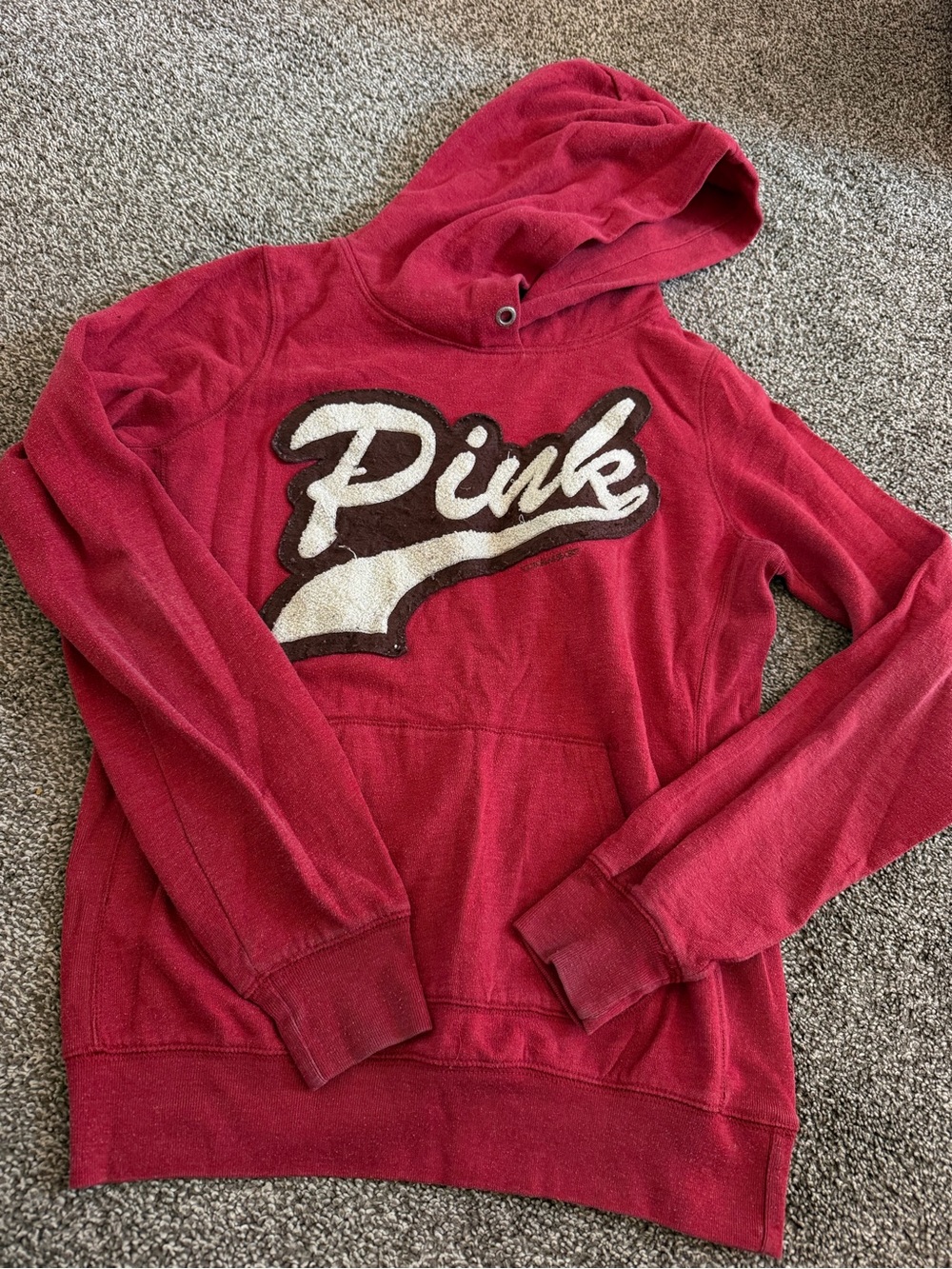 PINK Victoria's Secret Women’s Red Hooded Pullover Sweatshirt